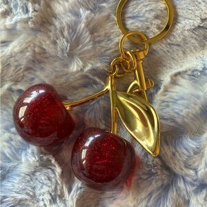 Gold and Red Cherry Keychain